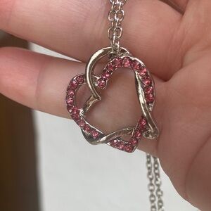 Elegant Pink Heart Pendant Necklace